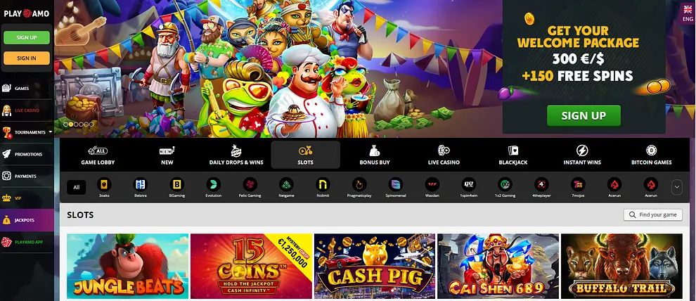 Playamo Live Casino — Evolution Gaming tables